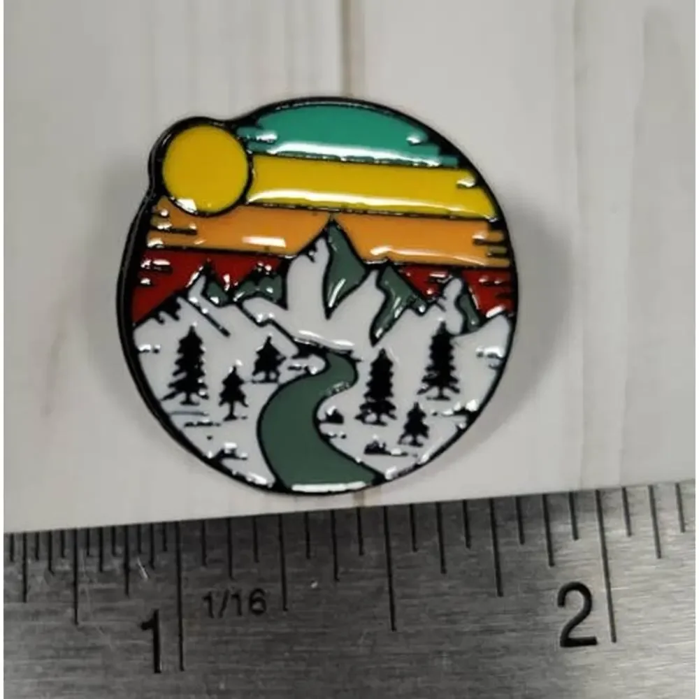 Mountian Adventure Pin for Hat, Lapel, Lanyard, Apron, Jacket or Backpack